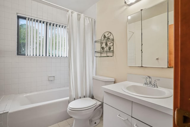 48 Sabbath Day Hill Rd, South Salem, NY 10590 - bathroom with vanity, toilet, shower / tub combo with curtain, and tile patterned flooring