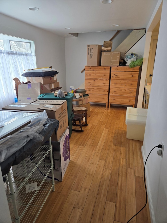 bedroom featuring light wood-type flooring