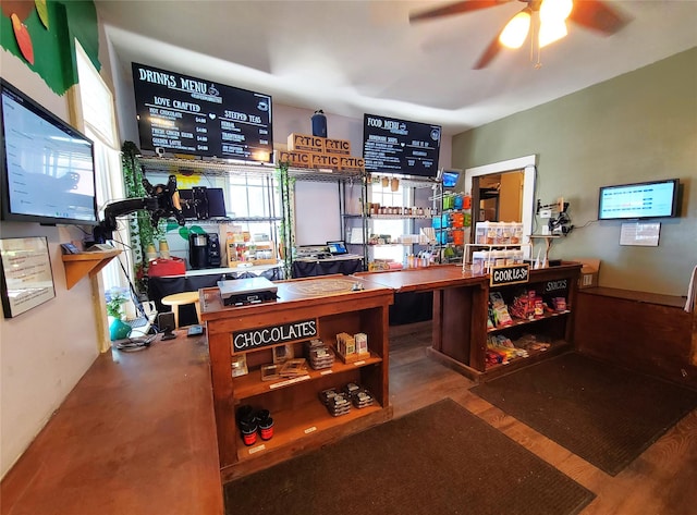 108 Main St, Livingston Manor, NY 12758 - bar with a ceiling fan and wood finished floors