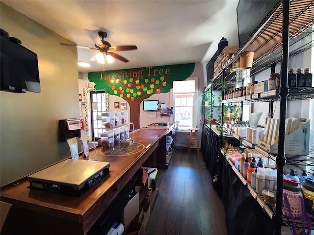 108 Main St, Livingston Manor, NY 12758 - bar area with ceiling fan and dark wood finished floors