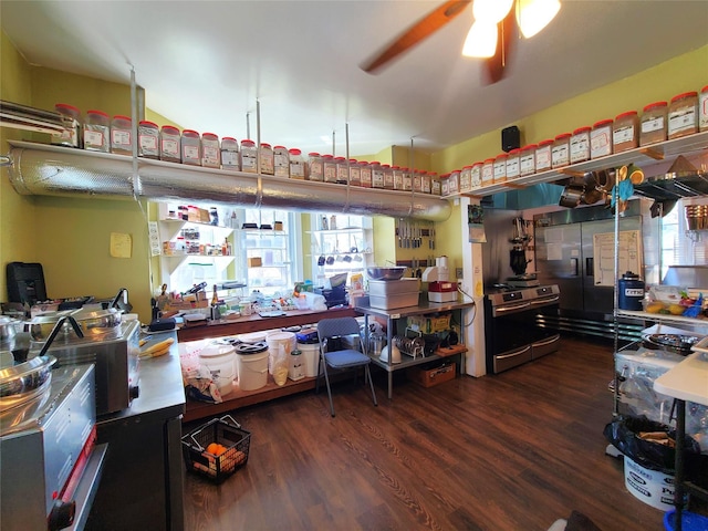 108 Main St, Livingston Manor, NY 12758 - office area with ceiling fan, wood finished floors, and healthy amount of natural light