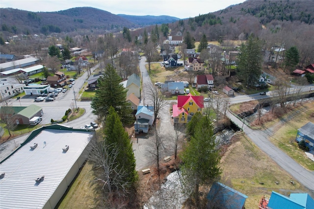 108 Main St, Livingston Manor, NY 12758 - aerial perspective of suburban area featuring a mountainous background