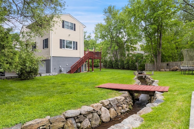 20 Brook St, Mount Kisco, NY 10549 - view of yard with stairway and a wooden deck