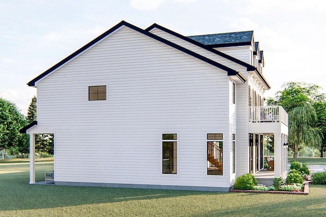 5 Pond View Ct, Staatsburg, NY 12580 - view of property exterior with a lawn and a balcony