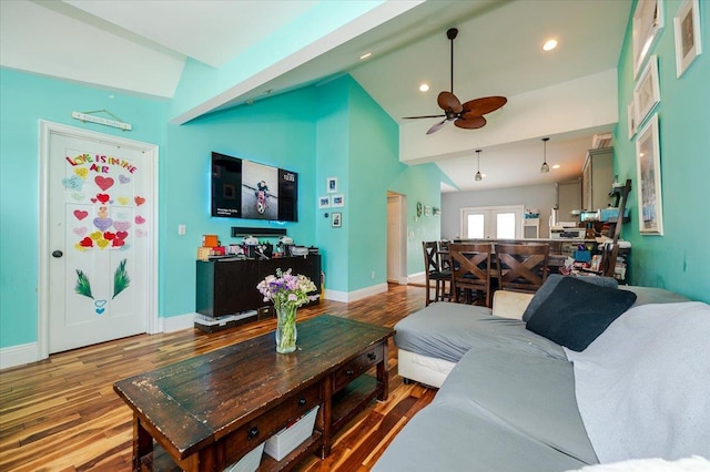 100 California St, Long Beach, NY 11561 - living area with baseboards, a ceiling fan, and wood finished floors