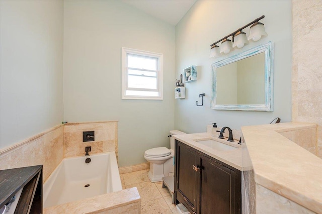 100 California St, Long Beach, NY 11561 - full bathroom featuring vanity, toilet, baseboards, and a bath
