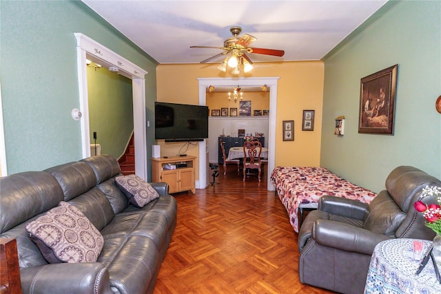 8521 80th St, Woodhaven, NY 11421 - living room with ceiling fan