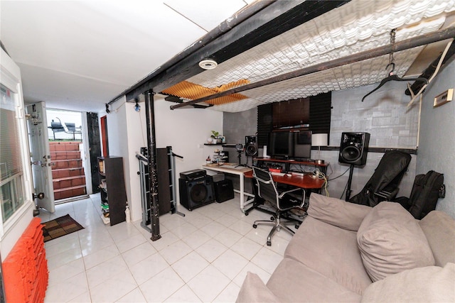 8521 80th St, Woodhaven, NY 11421 - home office with light tile patterned floors