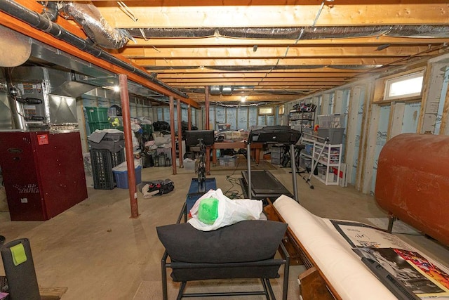 unfinished below grade area featuring heating fuel