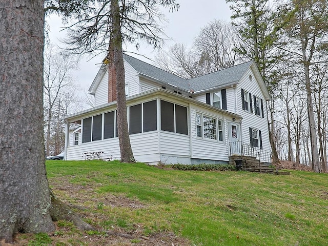 4073 Rte 9w, Saugerties, NY 12477 - view of side of home with a yard and a sunroom