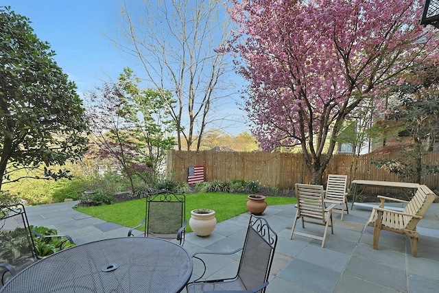 view of patio / terrace with outdoor dining space and a fenced backyard