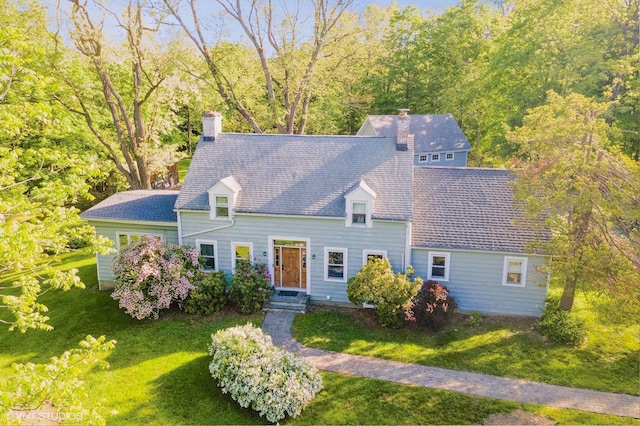 893 Laroe Rd, Monroe, NY 10950 - view of front of property with a chimney, a front lawn, and roof with shingles