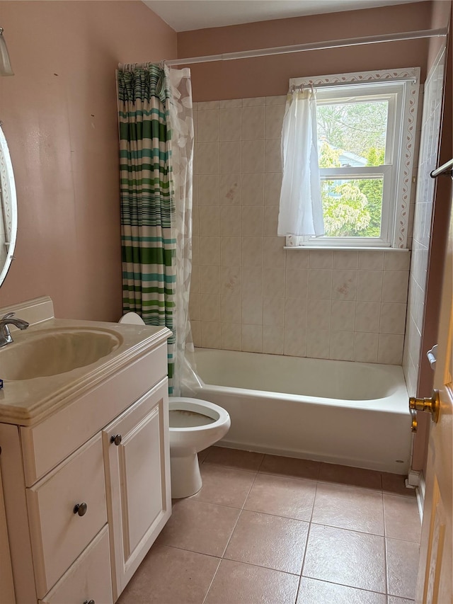 8 Dee Pl, Huntington Station, NY 11746 - bathroom with shower / bath combo, toilet, vanity, and tile patterned floors
