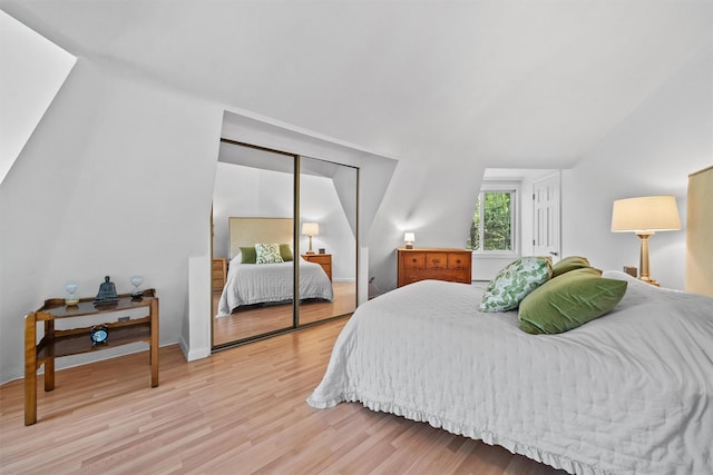 bedroom featuring a closet and wood finished floors