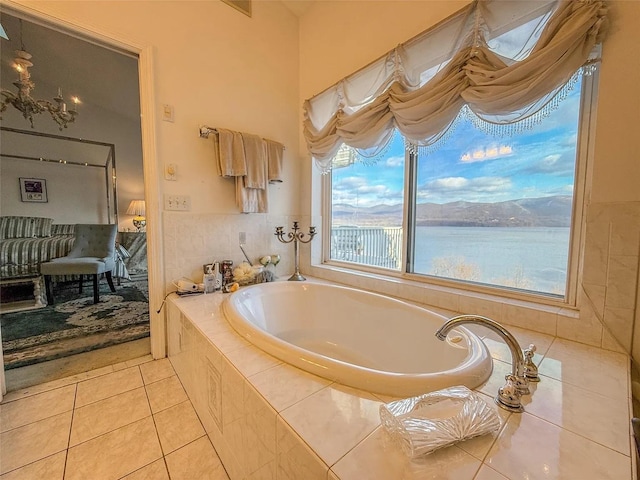 282 Tamerisk Ln, New Windsor, NY 12553 - bathroom with tile patterned floors and a garden tub