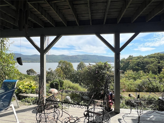282 Tamerisk Ln, New Windsor, NY 12553 - wooden deck featuring a water and mountain view