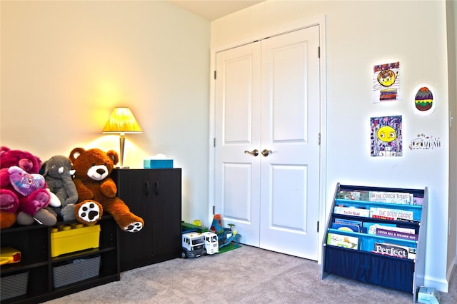 rec room with carpet floors