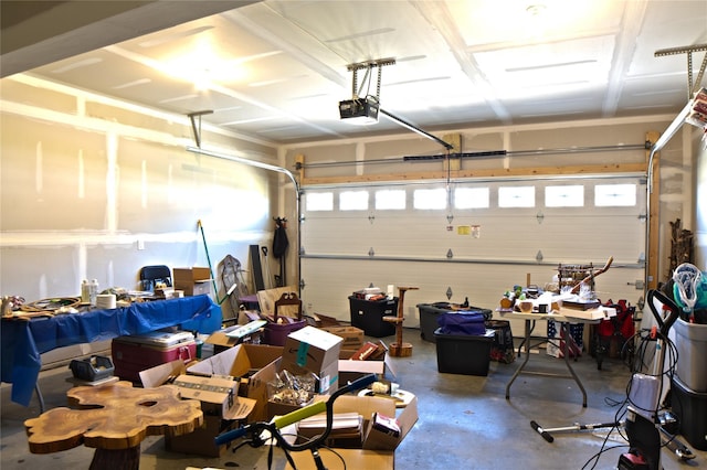 garage with a garage door opener