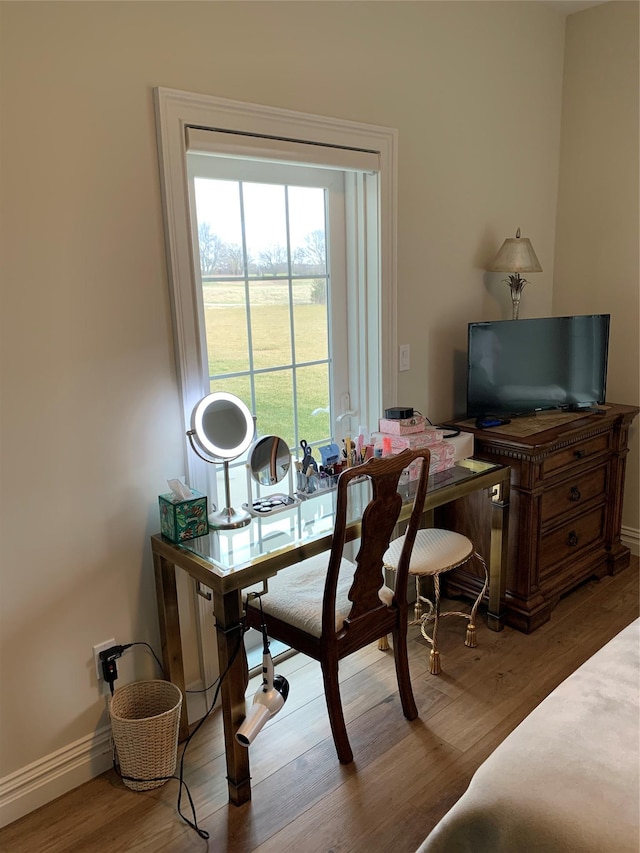 2300 Fox Hill Dr Unit 1101, Baiting Hollow, NY 11933 - office area with wood finished floors and baseboards