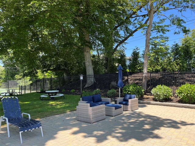 2300 Fox Hill Dr Unit 1101, Baiting Hollow, NY 11933 - view of patio with outdoor lounge area