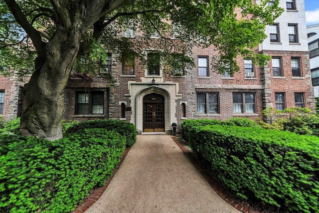 100 Parkway Rd Unit 4C, Bronxville, NY 10708 - property entrance with brick siding and french doors
