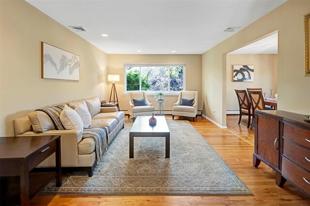 1 Neubrech Ct, Jericho, NY 11753 - living room with visible vents, recessed lighting, light wood-style flooring, and baseboards