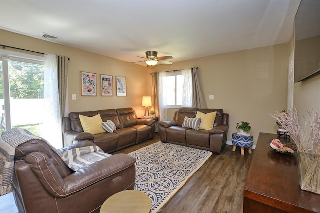 1 Neubrech Ct, Jericho, NY 11753 - living area featuring a ceiling fan, visible vents, and wood finished floors
