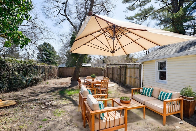 129 Locust Dr, Mastic Beach, NY 11951 - view of patio / terrace with outdoor lounge area and a fenced backyard
