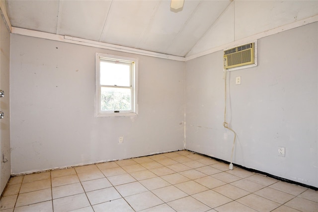 129 Locust Dr, Mastic Beach, NY 11951 - spare room featuring lofted ceiling and a wall unit AC