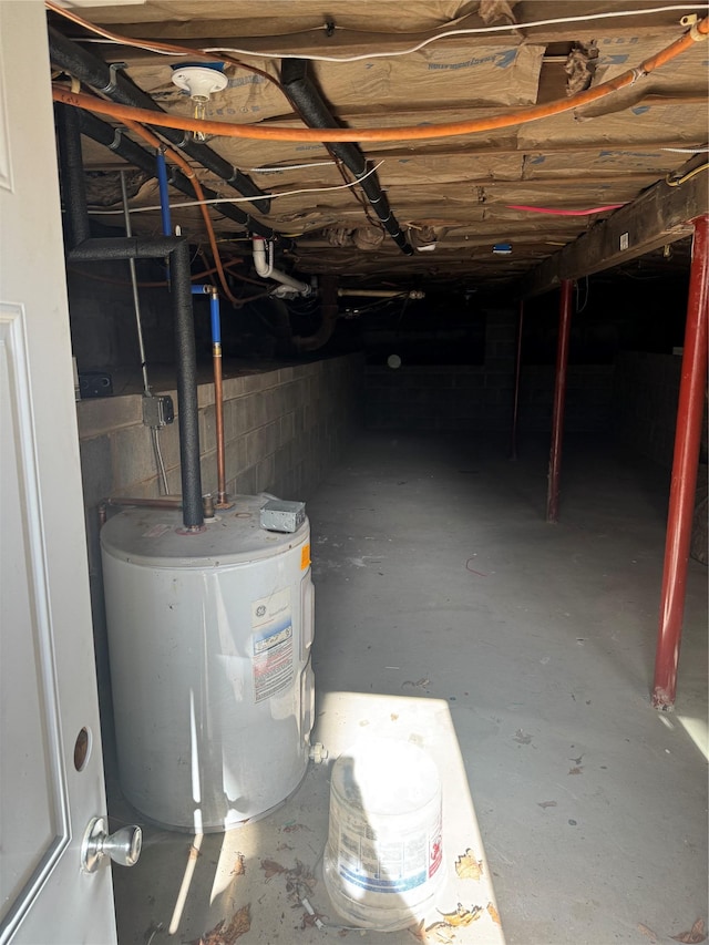 basement with electric water heater