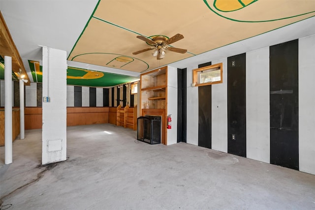242 Callicoon Center Rd, Jeffersonville, NY 12748 - interior space featuring a ceiling fan and unfinished concrete floors