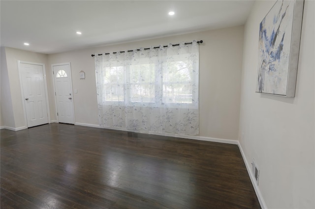 23 Cumberbach St, Wyandanch, NY 11798 - interior space featuring visible vents, recessed lighting, dark wood-style flooring, and baseboards