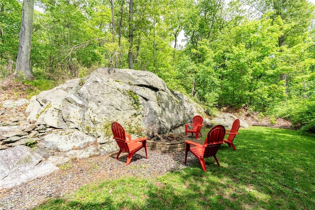 69 Taylor Rd, Patterson, NY 12563 - view of green lawn with an outdoor fire pit