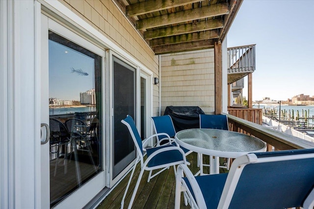 balcony with a water view