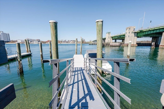 view of dock featuring a water view