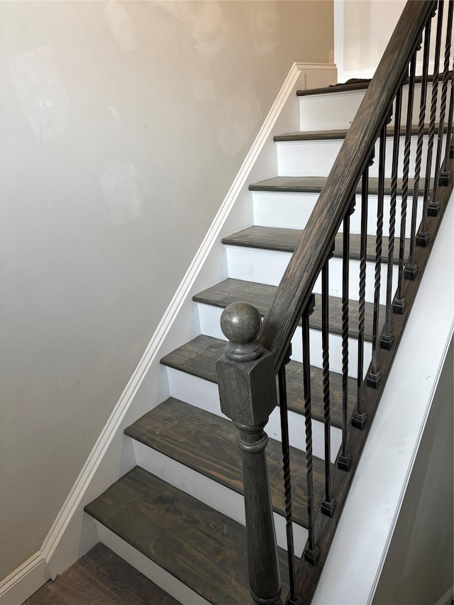 67 2nd St W, Mount Vernon, NY 10550 - stairway with baseboards and wood finished floors