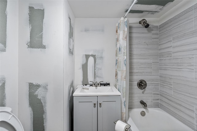 1816 21st Dr, Astoria, NY 11105 - full bathroom with shower / bath combo with shower curtain and vanity