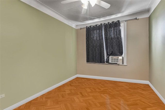 1816 21st Dr, Astoria, NY 11105 - empty room with cooling unit, baseboards, and ceiling fan