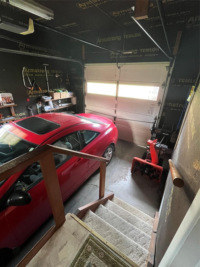 garage with a garage door opener