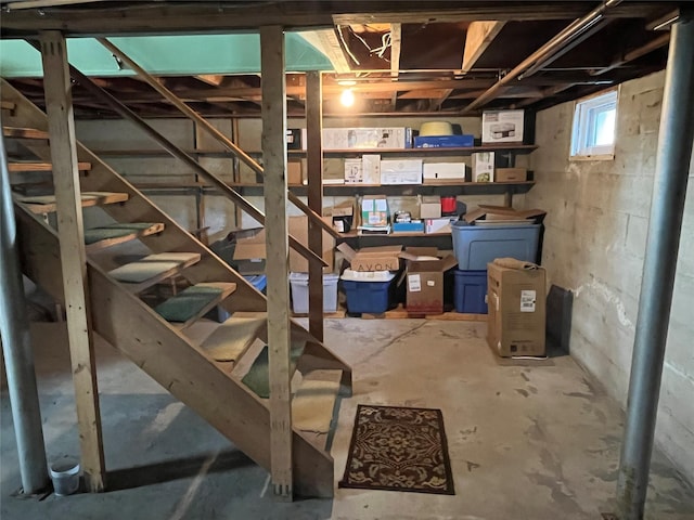 basement with stairs