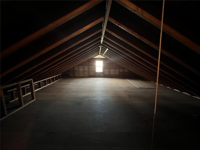 view of unfinished attic