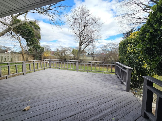 deck featuring a fenced backyard