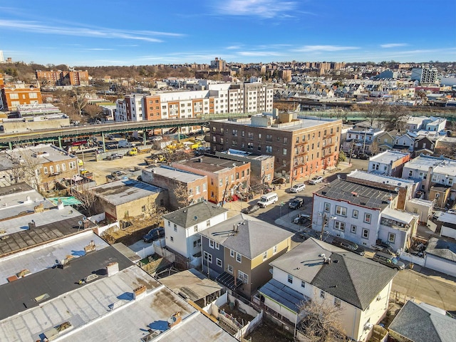 drone / aerial view with a city view