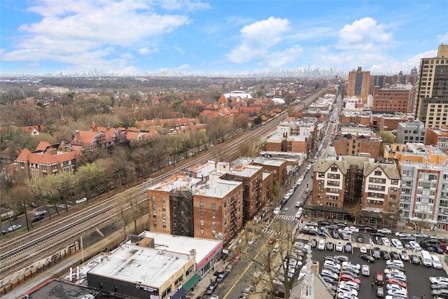 bird's eye view with a city view