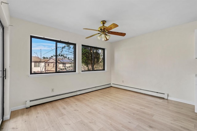 5 Fitzherbert Mews, Middletown, NY 10940 - empty room with light wood-style floors, baseboards, ceiling fan, and a baseboard heating unit