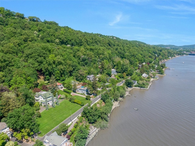 225 River Rd, Nyack, NY 10960 - aerial view of property and surrounding area with a large body of water and a heavily wooded area
