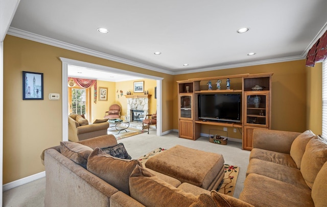 100 Glen Cove Rd, Greenvale, NY 11548 - living area with recessed lighting, baseboards, and light carpet