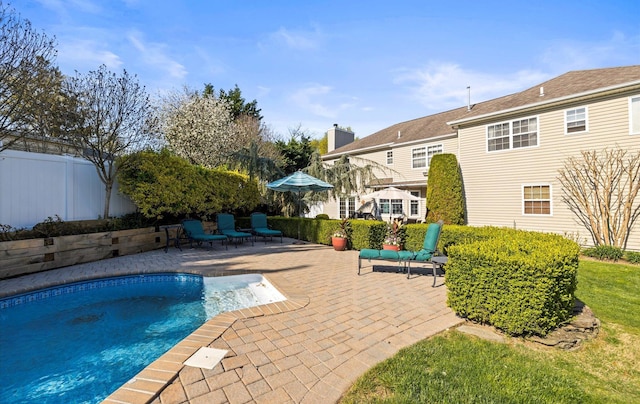 100 Glen Cove Rd, Greenvale, NY 11548 - view of pool with a fenced in pool, a patio area, and fence