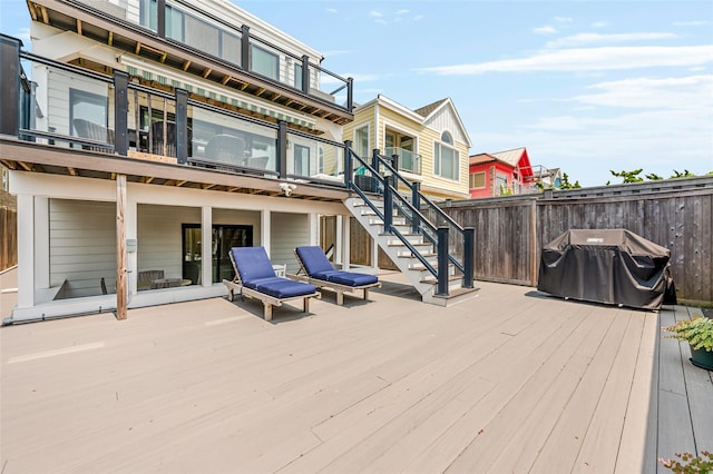 923 Oceanfront, Long Beach, NY 11561 - wooden deck with grilling area and stairs