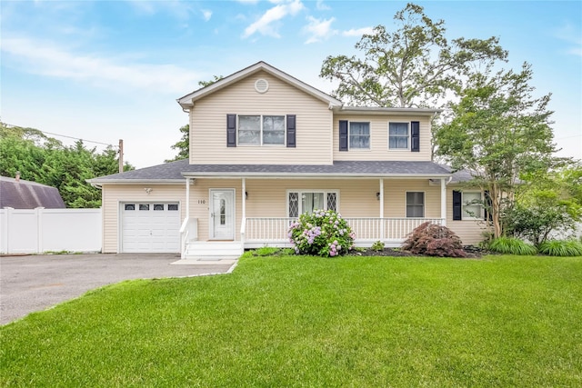 110 Saint Marks Ln, Islip, NY 11751 - view of front of house featuring asphalt driveway, an attached garage, and a porch